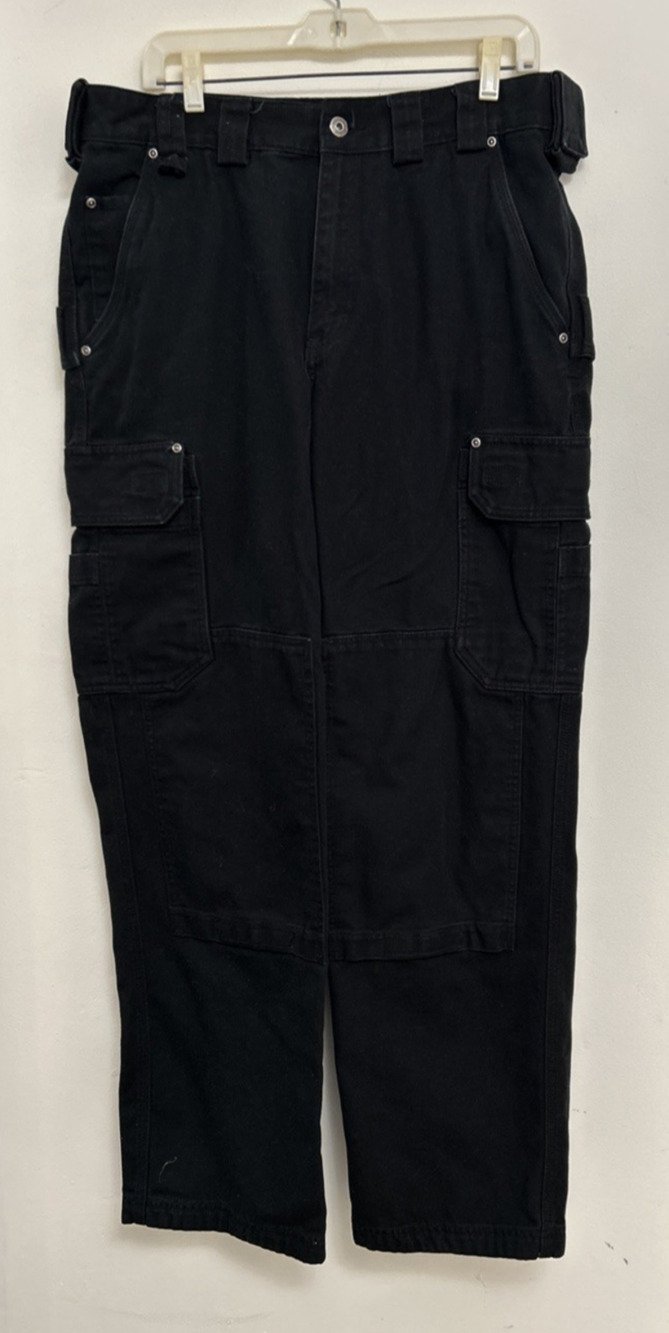 Duluth Double Front Knee Cargo Utility Pants 35x32.5” Relaxed Mens Black